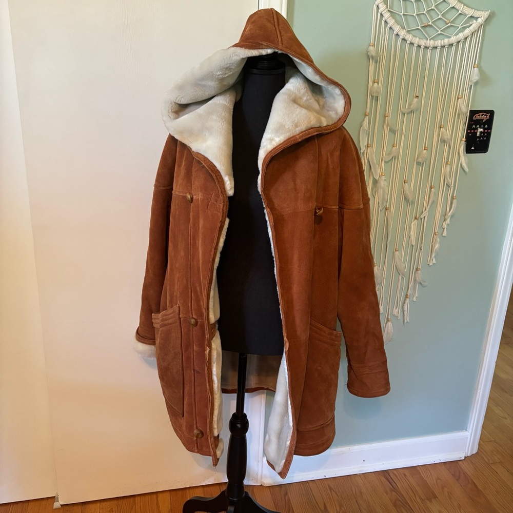 Limited Leather Tan Hooded Jacket size Small